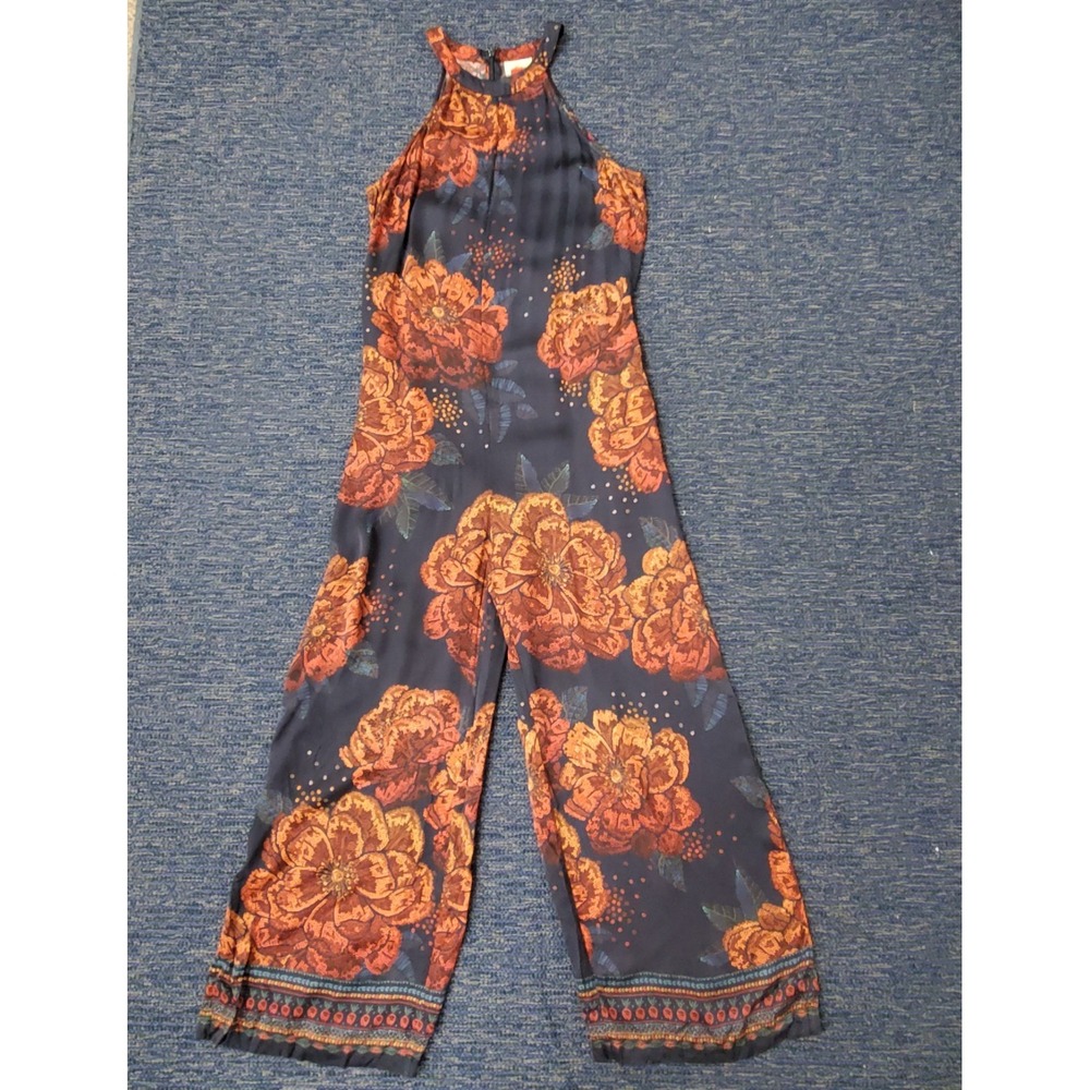 Farm Rio Anthropologie Womens Sleeveless Floral Halter Jumpsuit Size S Boho